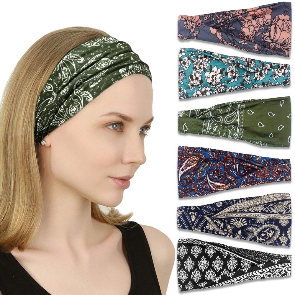 6 Pack of Premium Non-Slip Headbands - Fabulous Boho Styles for Every Occasion